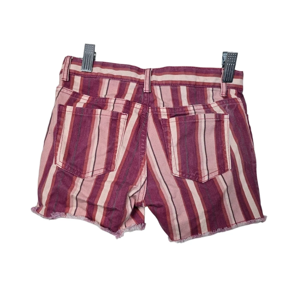 The Children's Place Striped Shorts 8 Girls Frayed Red Purple